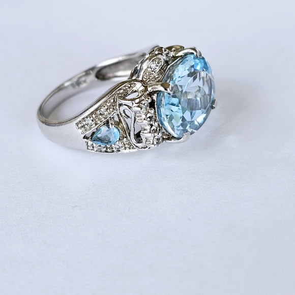 Sky & Swiss Blue Topaz Sterling Silver  with Certificate of Authenticity Sz 7! - Picture 8 of 16